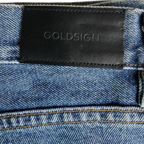 $325 GOLDSIGN Martin High-Rise Straight-Leg Creased Jeans | Sz 26, Mid Denim - Picture 10 of 11